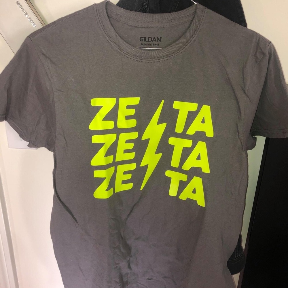 Dark gray short sleeve zeta tau alpha shirt